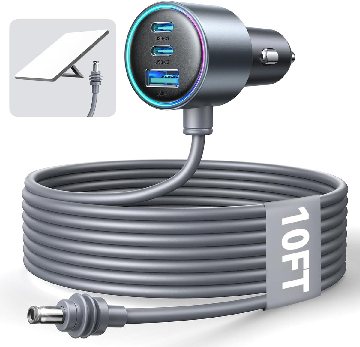 Starlink Mini Car Adapter with 10FT Cable, Dual PD 45W+USB 30W, 12V-24V