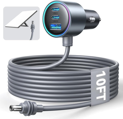 Starlink Mini Car Adapter with 10FT Cable, Dual PD 45W+USB 30W, 12V-24V