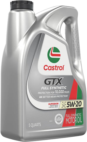 Castrol GTX Full Synthetic 5W-20 Motor Oil, 5 Quarts