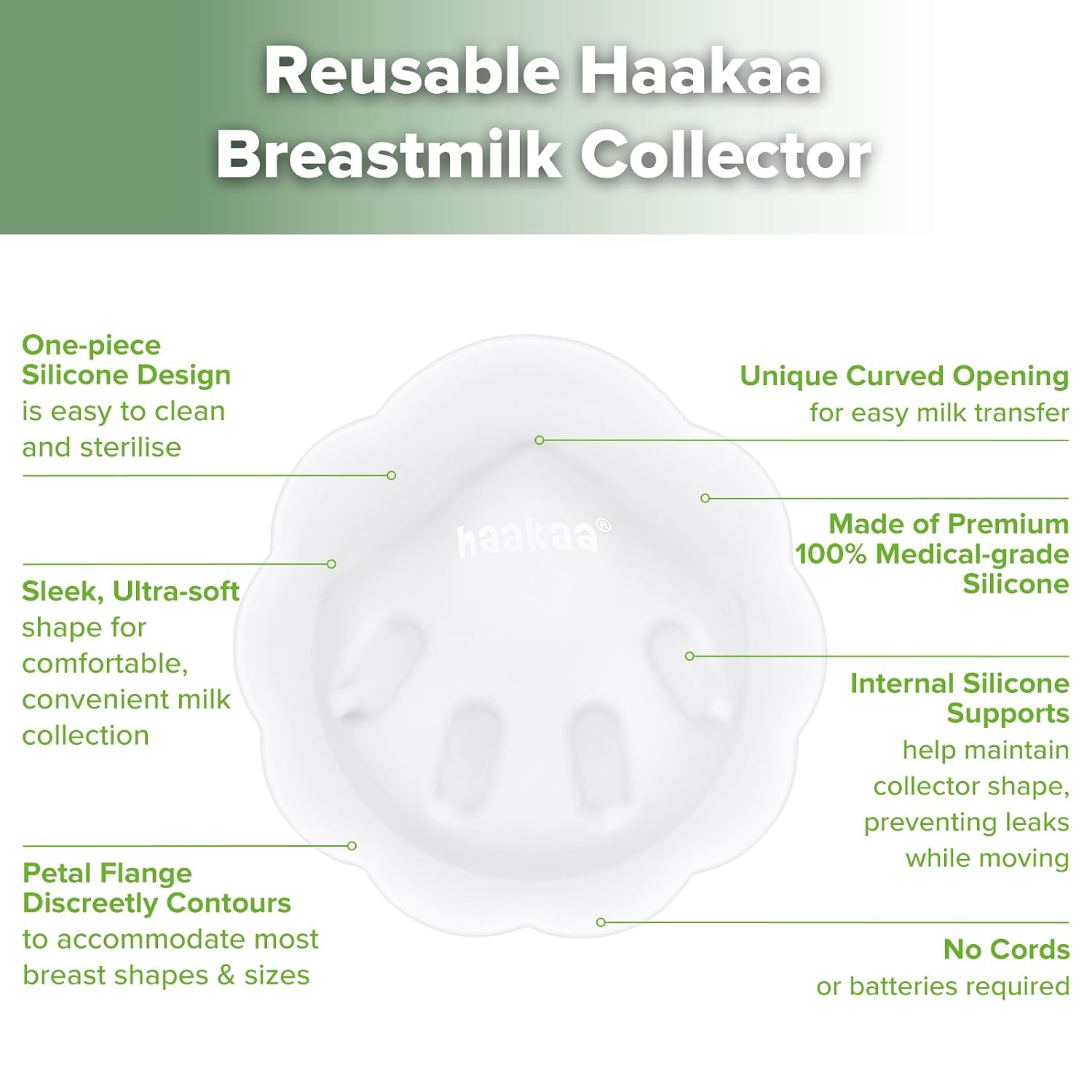 haakaa Petal Soft Passive Silicone Milk Collector for Breastfeeding - 1PC