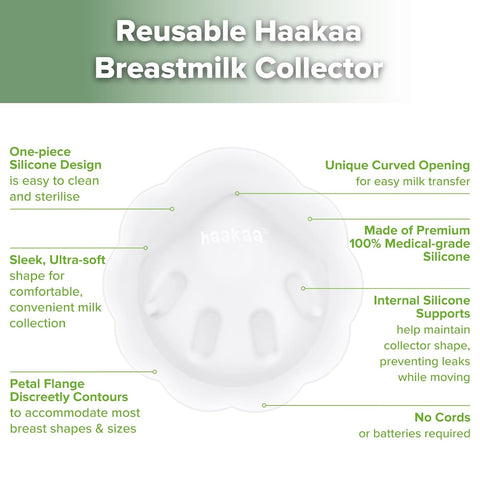 haakaa Petal Soft Passive Silicone Milk Collector for Breastfeeding - 1PC