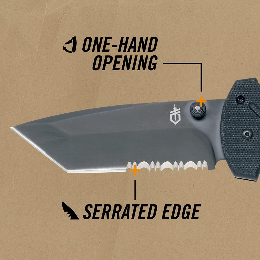 Gerber 06 FAST EDC Folding Pocket Knife, 3.8" Serrated Tanto Blade, Camping