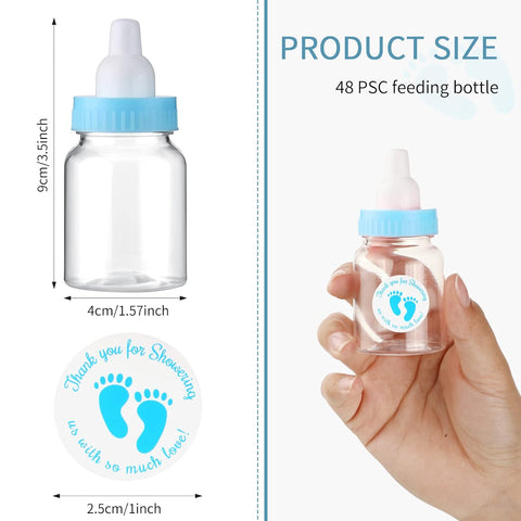 Tondiamo 48 Pcs Blue Baby Shower Mini Bottle Favors with Sticker