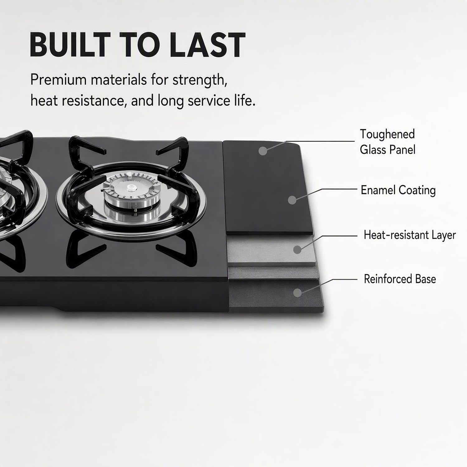 12in Gas Countertop Cooktop with 2 Burners Stovetop, Dual Fuel Ng/Lpg Convertible Gas with Tempered Glass and Cast Iron Grates for Home and Restaurants (20.47 * 12.6 in)