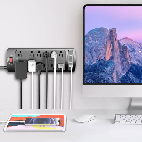 ALESTOR 6 Ft Surge Protector Power Strip with 12 Outlets and 4 USB Ports