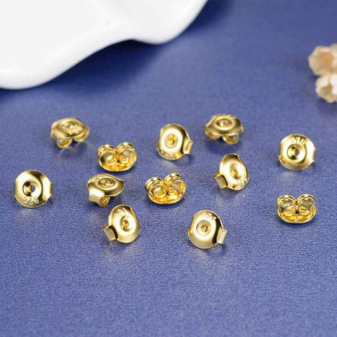 DELECOE 18K Yellow Gold Plated Earring Replacements, 925 Sterling Silver Earring Backs - Hypoallergenic, Secure - 12PCS/6 Pair