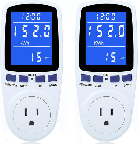 2 Pack Upgraded Watt Meter Power Meter Plug 7 Modes Display