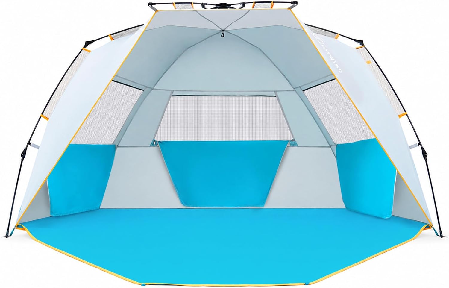 Wolfwise Instant Beach Tent Sun Shelter with Zippered Extendable Porch for Privacy, Portable Beach Tents with Carrying Bag, Easy Setup Pop up Beach Shade for 6-7 Person, 110 x57x57 in, Blue