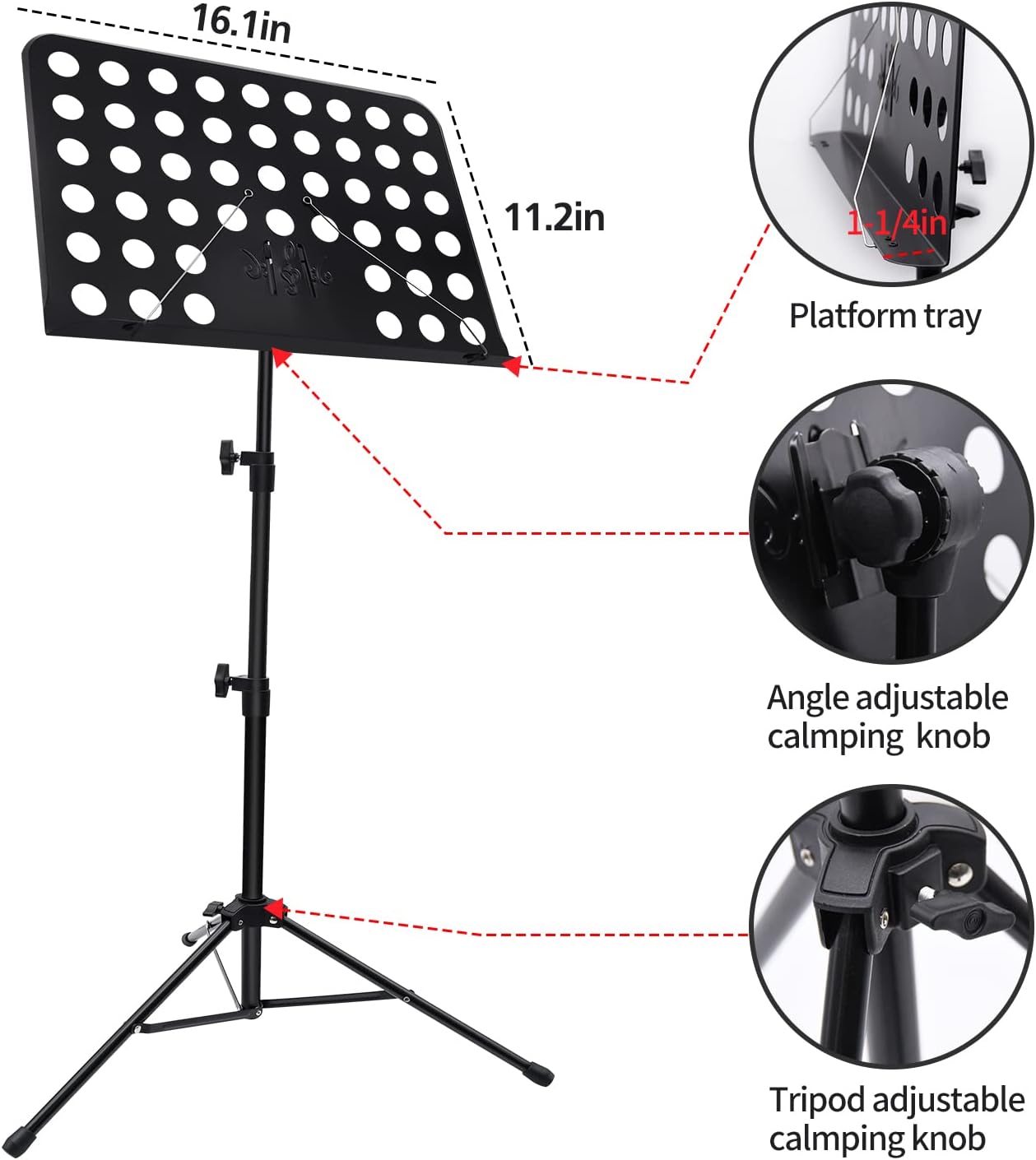 Mdvora 2 Pack Adjustable Music Stand with Carrying Bag