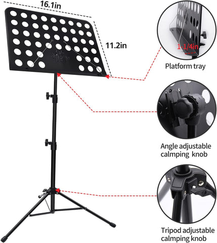 Mdvora 2 Pack Adjustable Music Stand with Carrying Bag