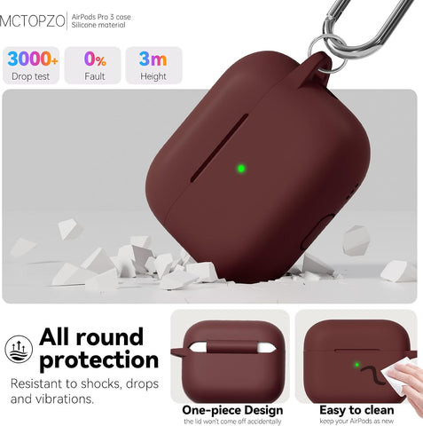 for AirPods Pro 3 Case 2025 Come with Cleaner Kit,Wine Red