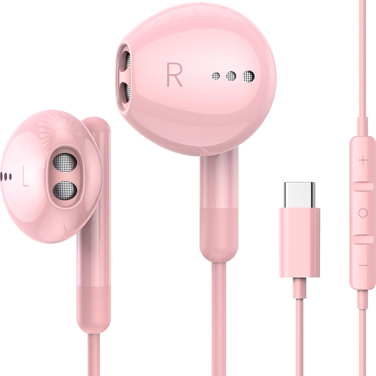 USB C Headphones for iPhone 17 16 15 Pro Max Plus iPad Pro USB C Earphones with Microphone Volume Control USB C Wired Earbuds USB Type C Earphone for Google Pixel 9 Samsung S26 S25 S24 S23 S22 A55 A17