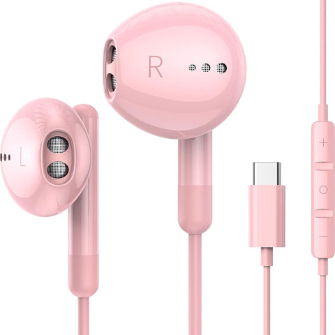 USB C Headphones for iPhone 17 16 15 Pro Max Plus iPad Pro USB C Earphones with Microphone Volume Control USB C Wired Earbuds USB Type C Earphone for Google Pixel 9 Samsung S26 S25 S24 S23 S22 A55 A17