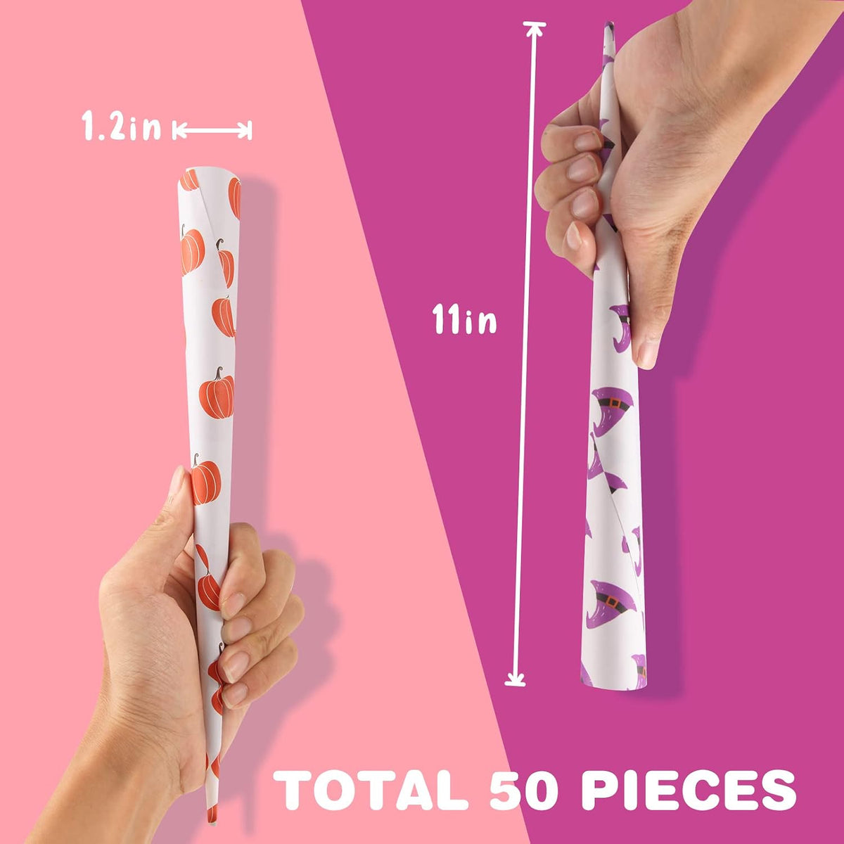 Cotton Candy Cones 50 Pack Halloween Theme - Candy Park Multicolor Paper Cones, For Cotton Candy Machines & Candy Floss Sugar, Party Supplies for Trick-or-Treating, Carnival & Consession Stand
