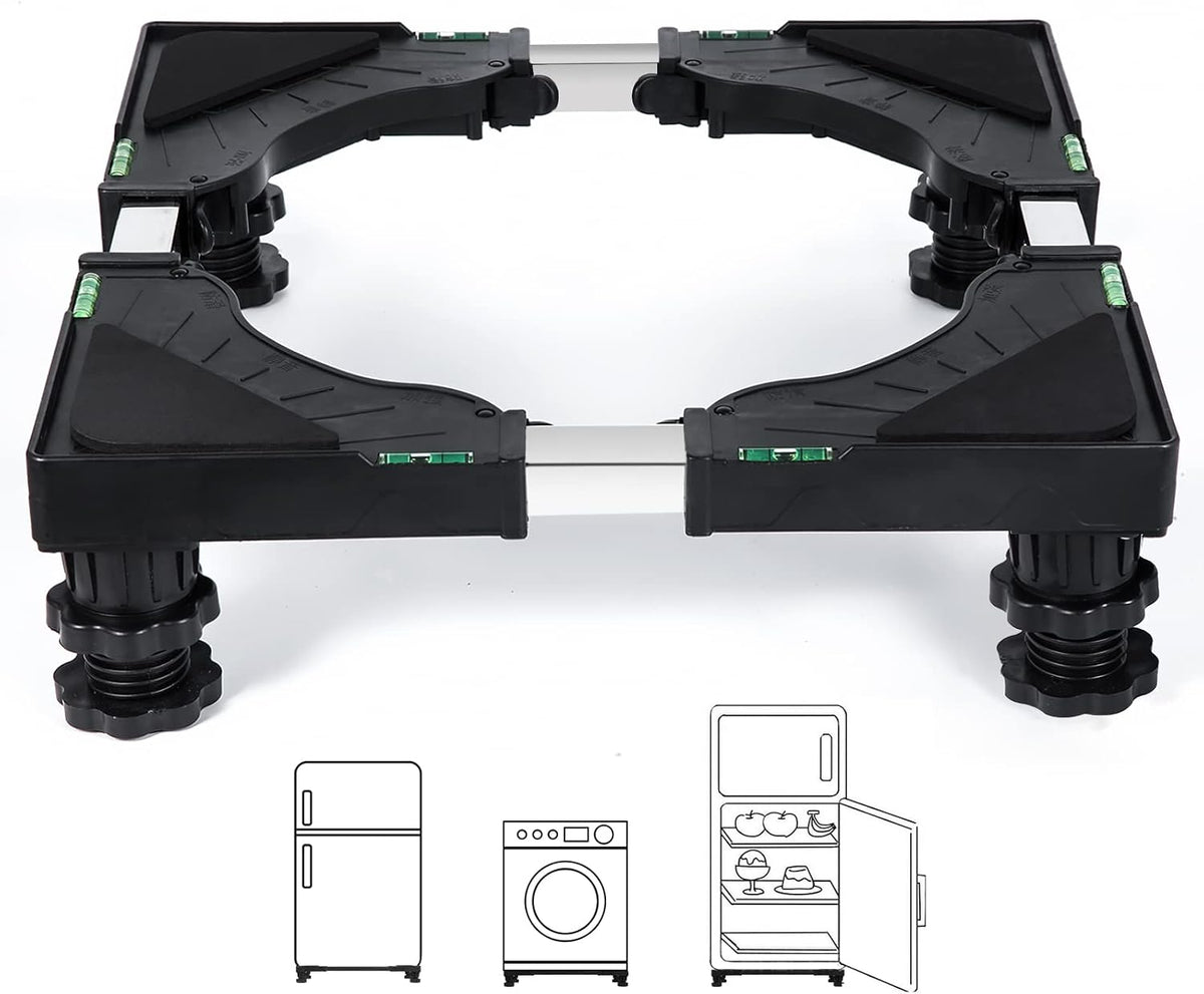 Nefish Mini Fridge Stand Universal Raised Base Adjustable Refrigerator Stands with 4 Strong Feet Washing Machine Pedestal Multi-Functional Bases for Dryer (Black)