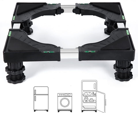 Nefish Mini Fridge Stand Universal Raised Base Adjustable Refrigerator Stands with 4 Strong Feet Washing Machine Pedestal Multi-Functional Bases for Dryer (Black)