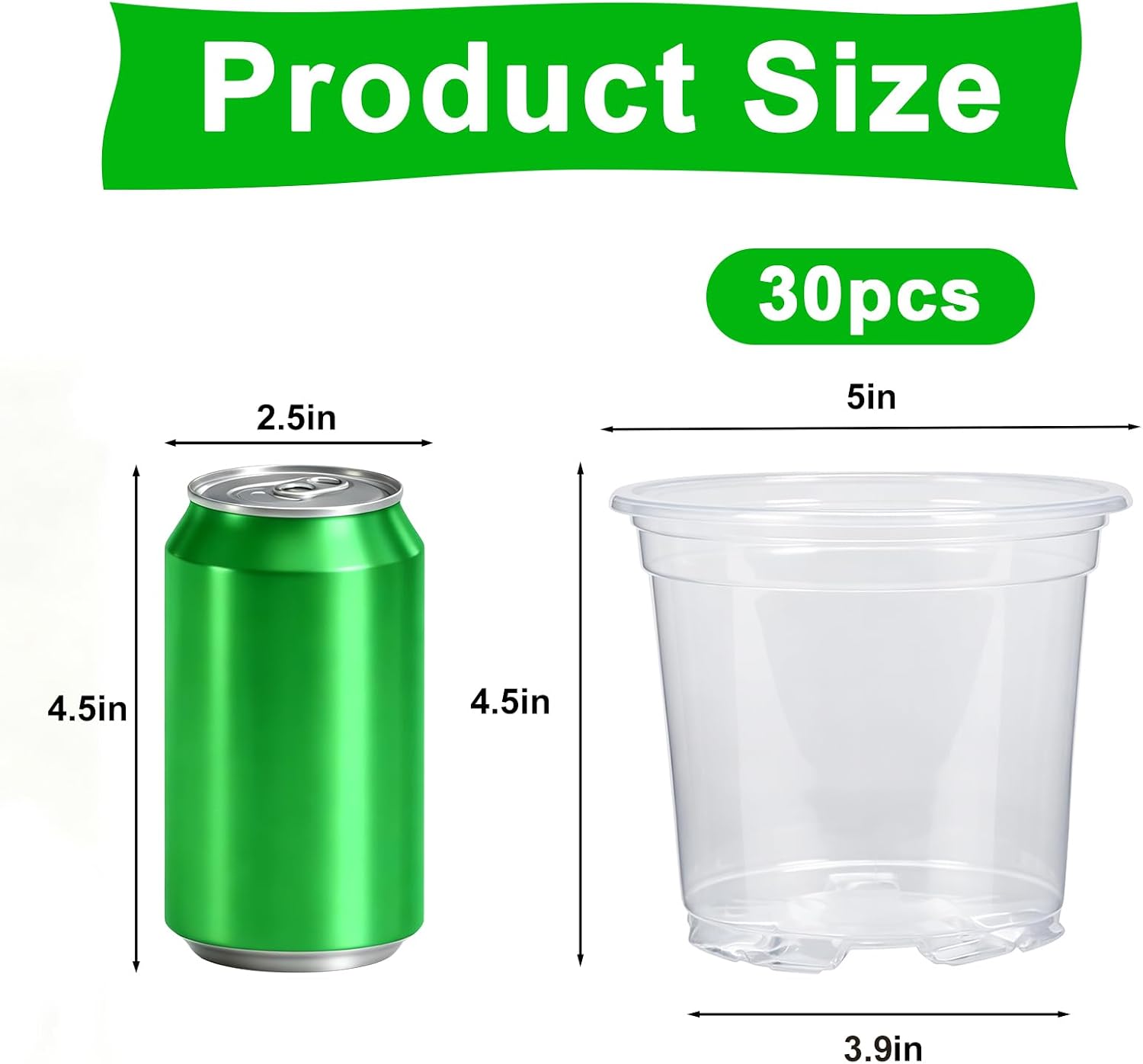 JERIA 30 Pack 5 Inch Clear Nursery Pots with Drainage Holes, Clear Plant Pot for Planting, Transparent Plastic Plant Pots,Durable Seed Starting Pot for Succulents