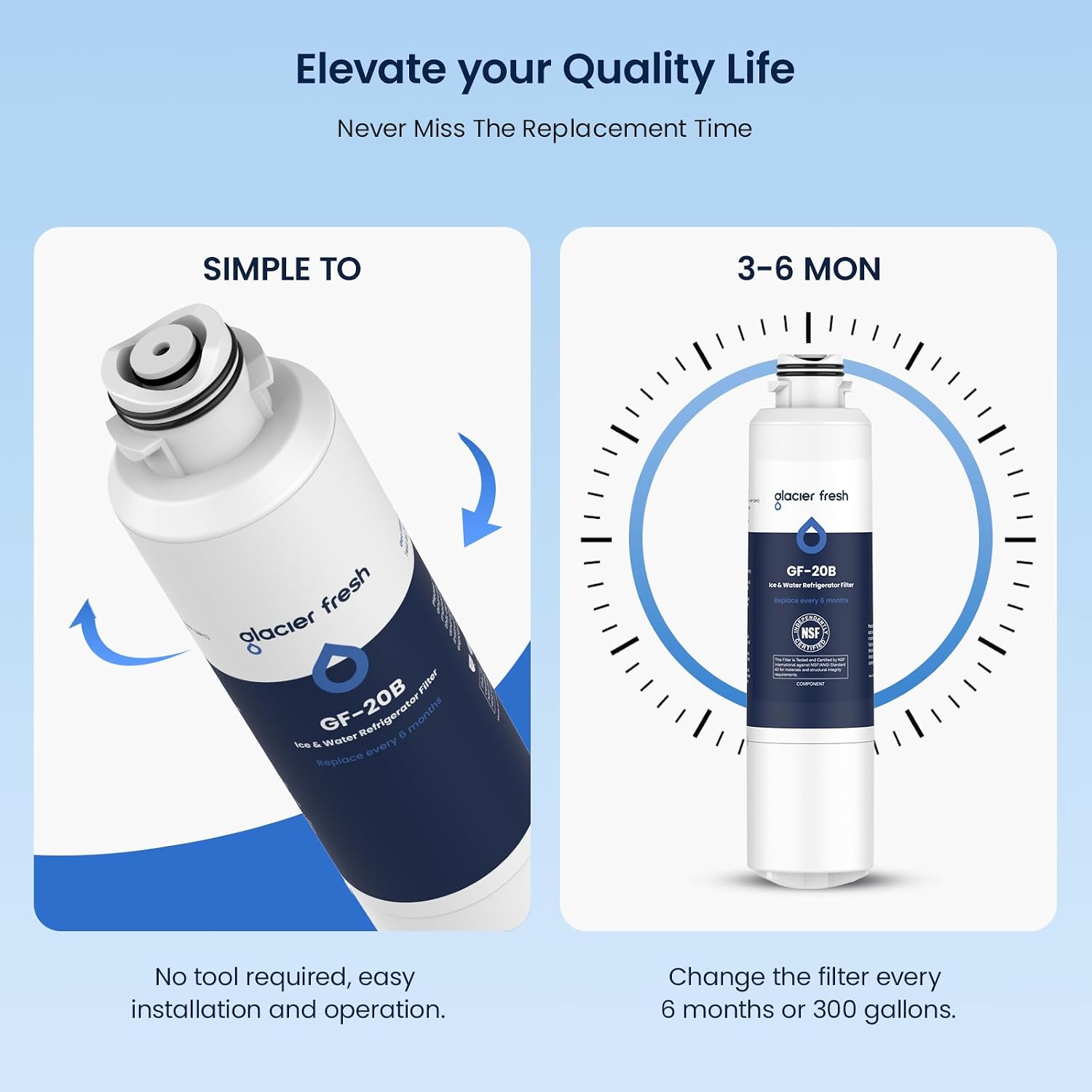 GLACIER FRESH Replacement for Samsung Water Filter Da29-00020b 4 Pack