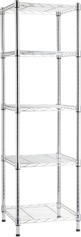 Amazon Basics 5-Shelf Tower Adjustable Storage Shelving Unit, Chrome, 16" x 16" x 54", 150 lbs Per Shelf
