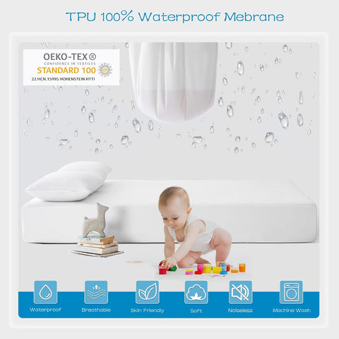 GRT 1 Pack 100% Waterproof Mattress Protector Twin Size, Breathable & Noiseless Waterproof Mattress Cover Fitted Deep Pocket from 5" to 19", Smooth Washable Twin Bed Protector - Vinyl Free