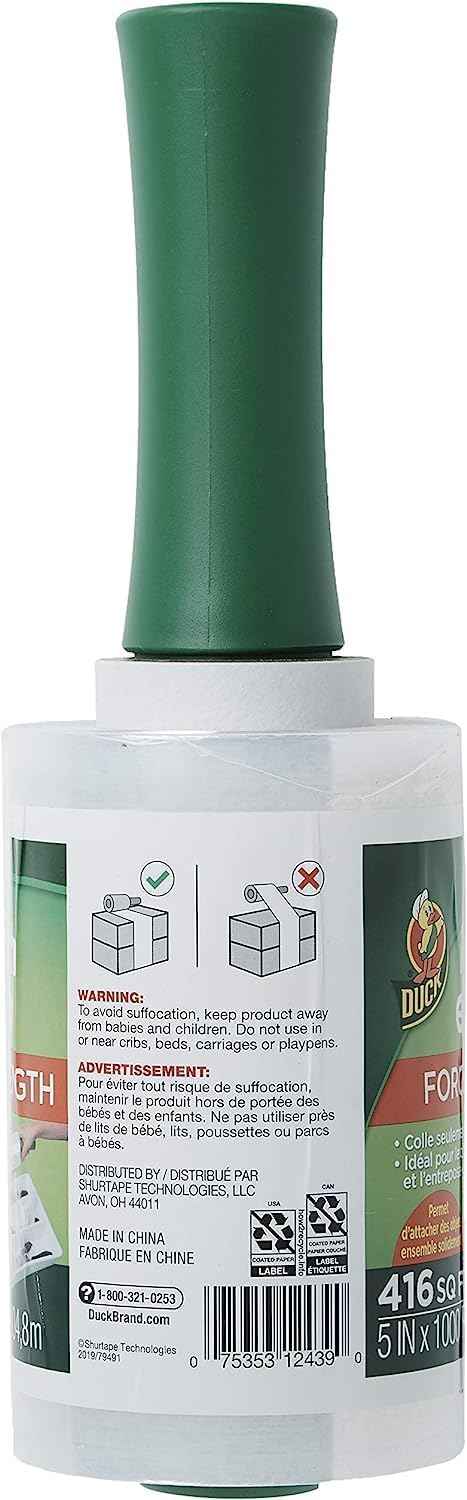 Duck Brand Stretch Wrap Roll, Clear, 5 inches by 1000 feet, 285849, Set of 4