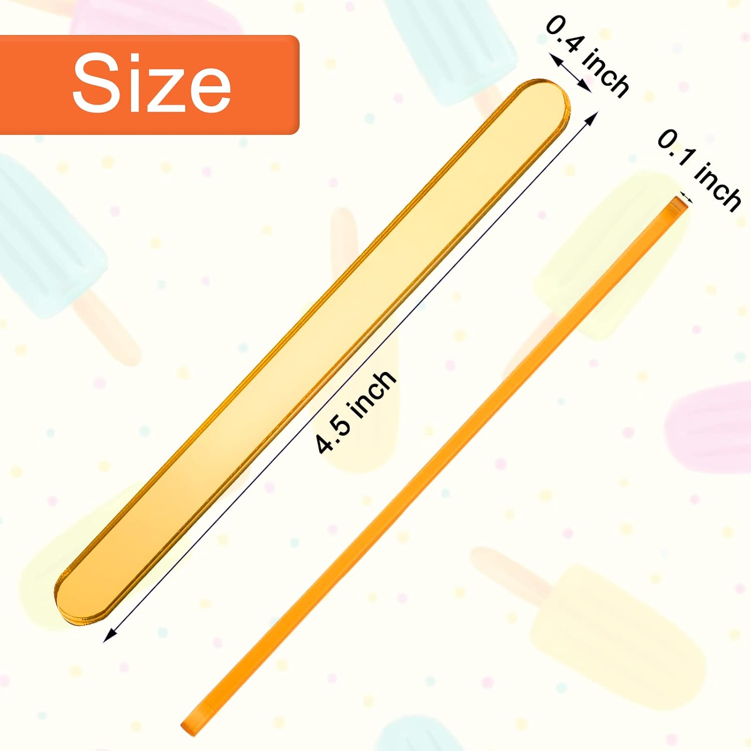 30 Pcs Reusable Acrylic Cakesicle Sticks, 4.5 Inches, Gold