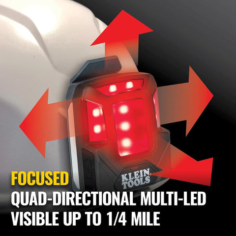 Klein Tools 56063 Rechargeable Safety Light with Magnet, Red, Mounts to Klein Hard Hats and Safety Helmets