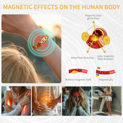 QIAOZILI Women's Ultra Strength Magnetic Bracelet, Stainless Steel Magnetic Bracelets for Women, Adjustable Length with Sizing Tool Fashion Accessories, Therapy Jewelry with Gift Box