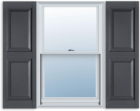 Exterior Solutions Standard Raised Panel Exterior Vinyl Shutter, Black (Pair), 15 Inch x 39 Inch