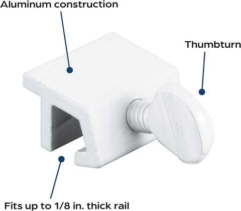 Prime-Line Sliding Window Security Lock, White, 1/8 in. Rail, 4 Pack