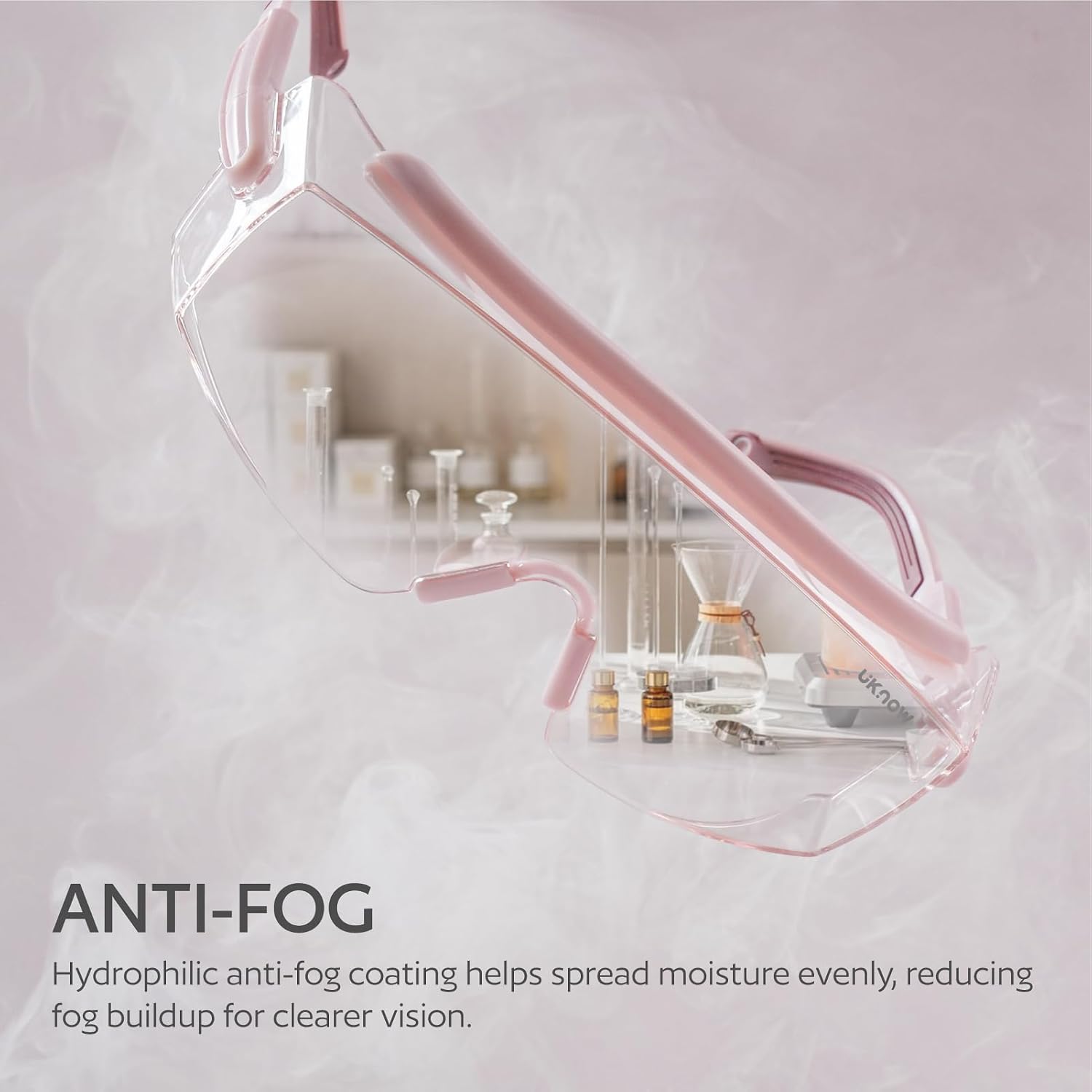 UKNOW Safety Goggles Over Glasses, Anti Fog Safety Glasses with Clear Wraparound Lens, ANSI Z87.1 Protective Eyewear
