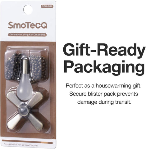 SmoTecQ Ultra Long Ceiling Fan Pull Chain Extender, Embedded with Decorative Frosted Glass Bulb and Fan Cord for 3mm Beaded Ceiling Fans and Light Fixtures (Bronze)
