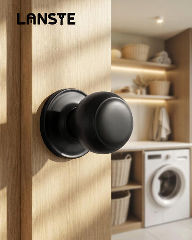 Black Door Knobs, 8 Pack Passage Door Knobs Interior