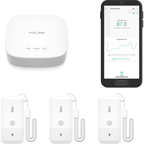 YoLink Freezer Temperature Sensor Kit: 3-Pack + Hub