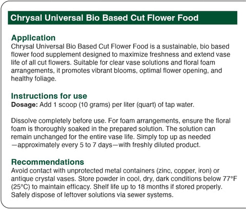 Chrysal Bio-Based Flower Food – Universal Flower Preservative for Fresh Cut Flowers – Eco-Friendly 10 oz Jar with Scoop – Extends Vase Life by Up to 60%
