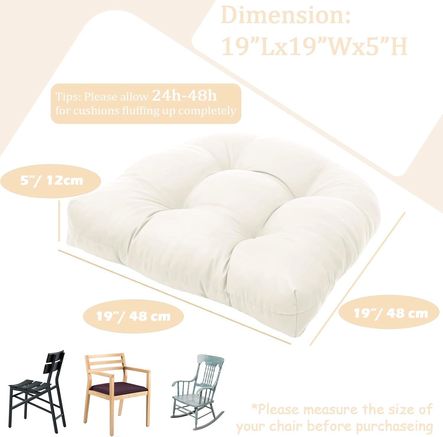 MTMR Outdoor Chair Cushions Set of 2, Patio Furniture Seat Pads, Waterproof