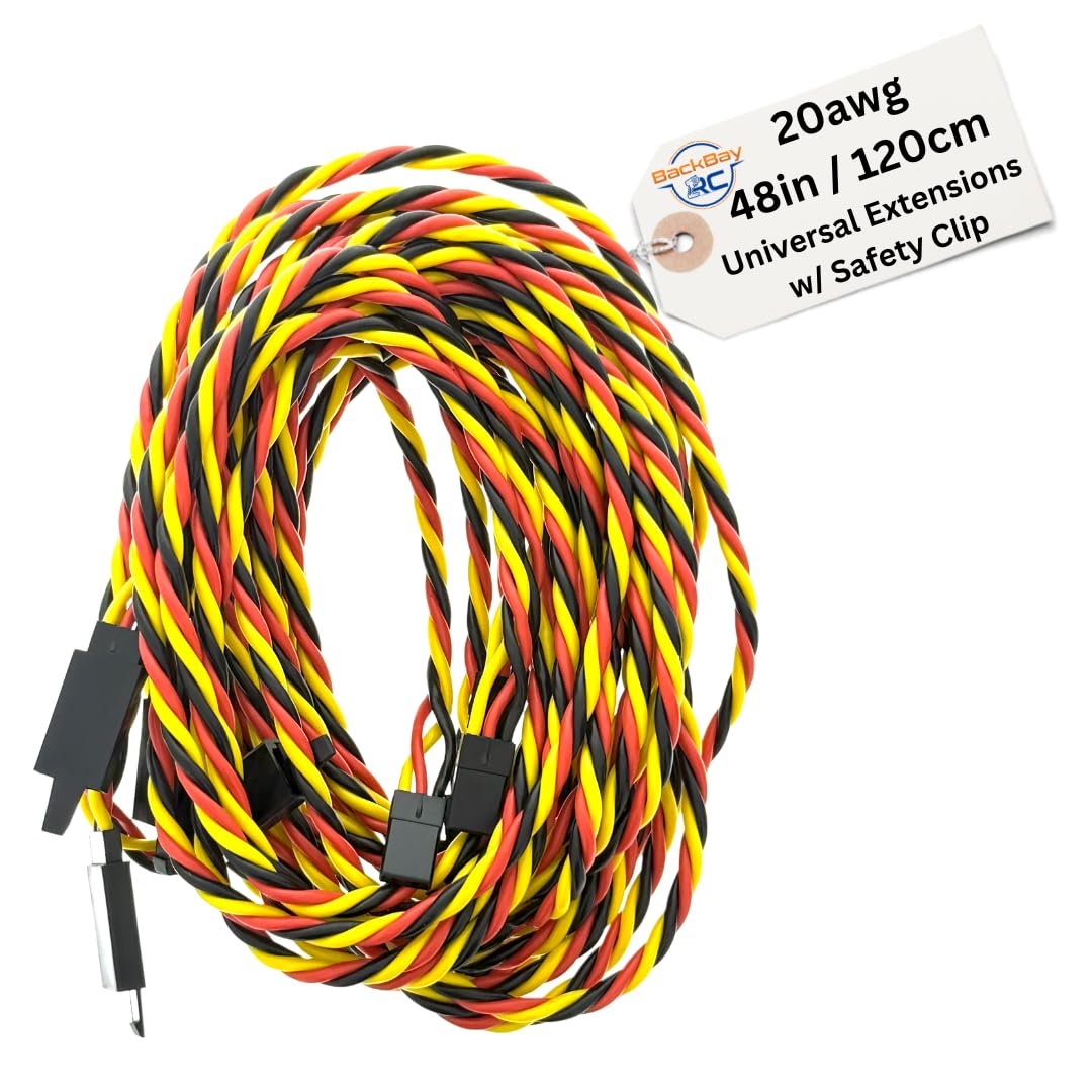 BackBayRC - 72in 20awg Male/Female w/Clip Universal Servo Extension - 5 Pack