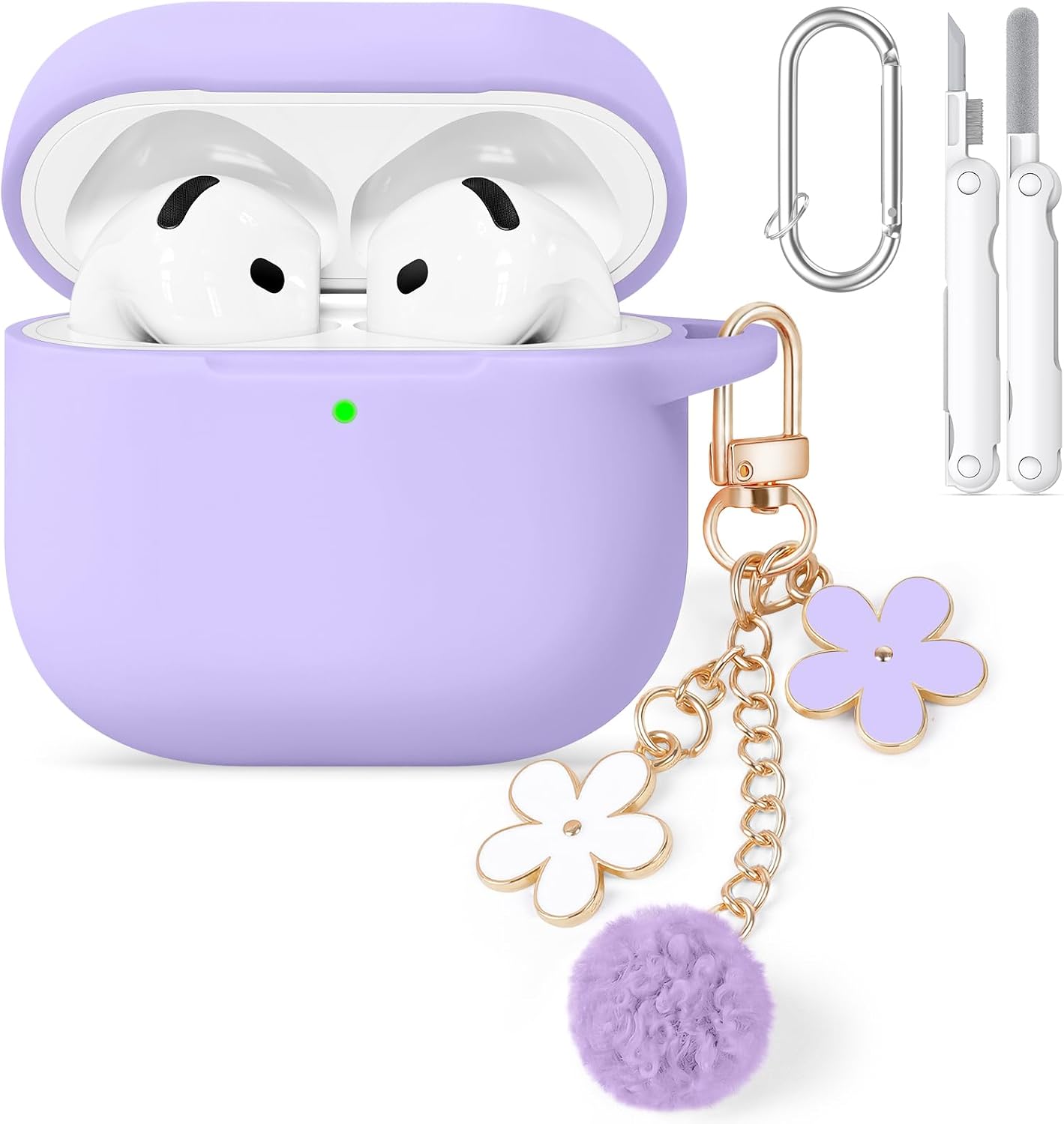 for AirPods 4 Case Cover 2024, Soft Silicone Protector-Purple