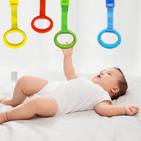 4 Pcs Baby Playpen Pull up Rings, 4 Color Baby Crib Pull up Rings