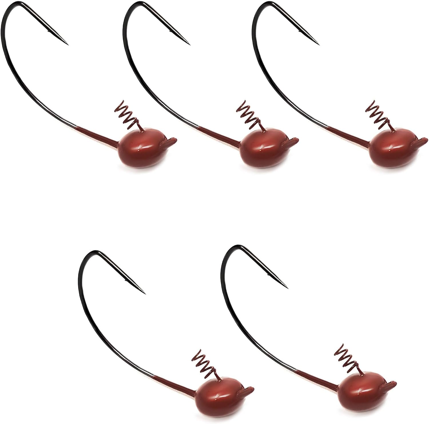 Reaction Tackle Tungsten Shaky Head Jigs for Bass Fishing, Finesse Jig Heads with Standard and EWG Hook Options for Largemouth and Smallmouth Bass (5-Pack)