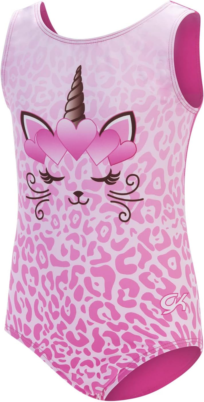 GK Stars Gymnastics & Dance Leotard for Girls and Toddlers - Activewear One Piece Outfit in Fun Colorful Prints