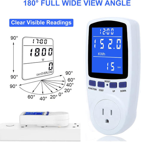 2 Pack Upgraded Watt Meter Power Meter Plug 7 Modes Display