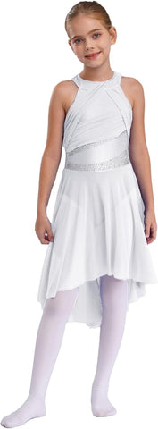 Kids Girls Lyrical Dance Dress Ballet Tulle Leotard Dress