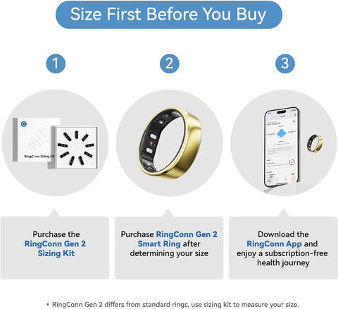 RingConn Gen 2 Smart Ring - Sleep Apnea Monitoring(Gold, Size 9)