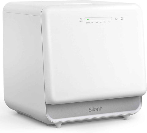 Silonn Portable Countertop Dishwasher, 5L Tank No Plumbing Needed 7 Wash Prog 360° Spray, 4-Place Settings Dishwasher Auto Dry for Apartments RVs Dorms