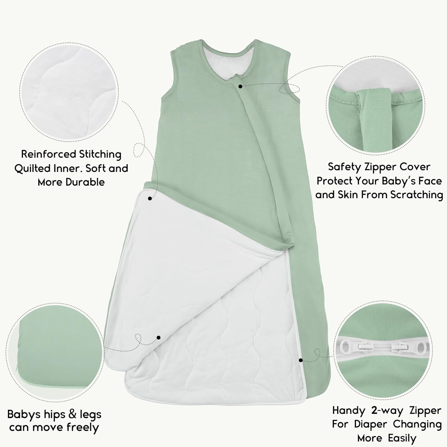 Yoofoss Baby Sleep Sack 0-6 Months Rayon Made from Bamboo 1.0 Tog
