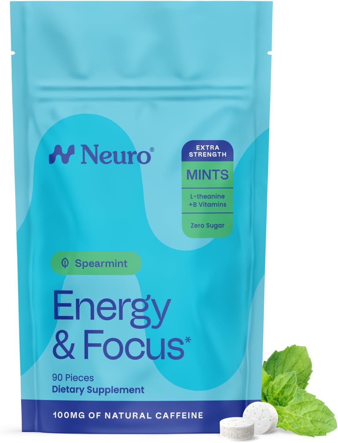Neuro Energy & Focus Mints, Extra Strength, Spearmint, 90 Count