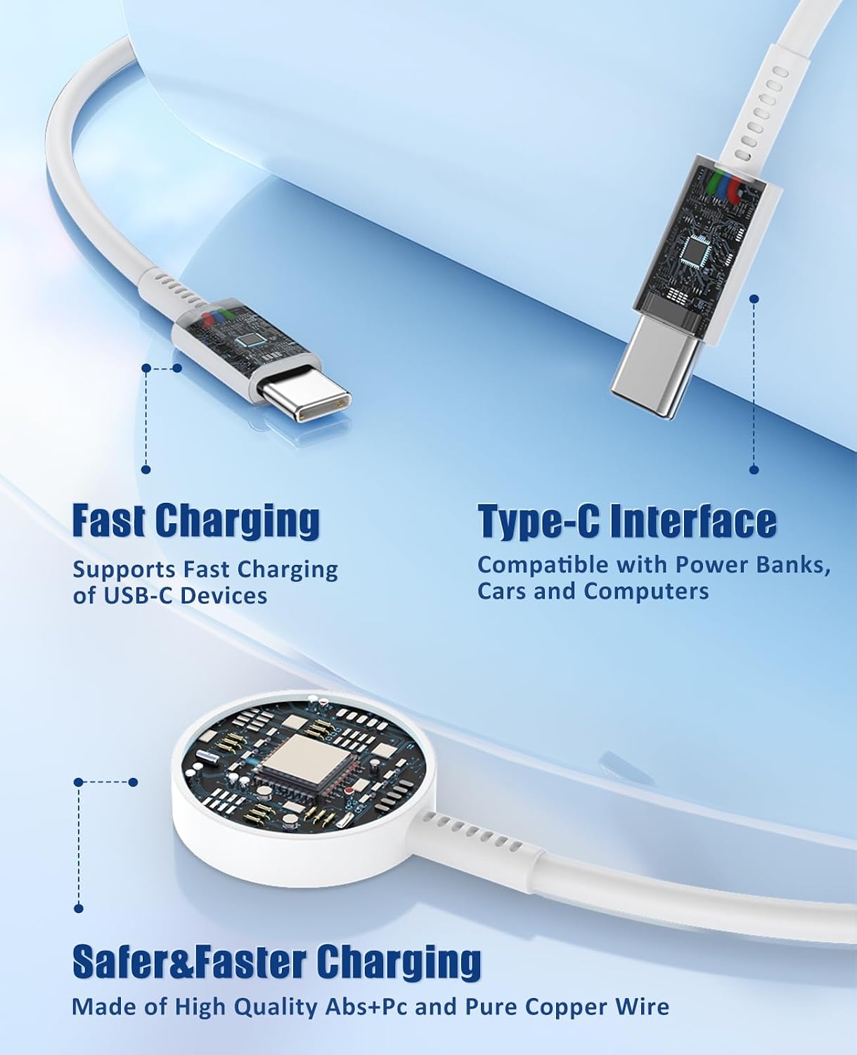 for Samsung Watch Charger Fast Charging,2 in 1 Galaxy Watch Phone Charger 6ft with 25W USBC Charger Compatible for Galaxy Watch 8/7/Ultra/6/6 Classic/5/5Pro/4/4 Classic/3/Active2/1/S24/S23/S22-White