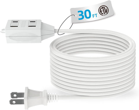 TiFFCOFiO Indoor Extension Cord, 2 Prong 12 Feet Extension Cord, 3 Polarized Outlets with Safety Slide Windows,13A/1625W, 16 AWG, 1 Pack (30FT, 1PACK)