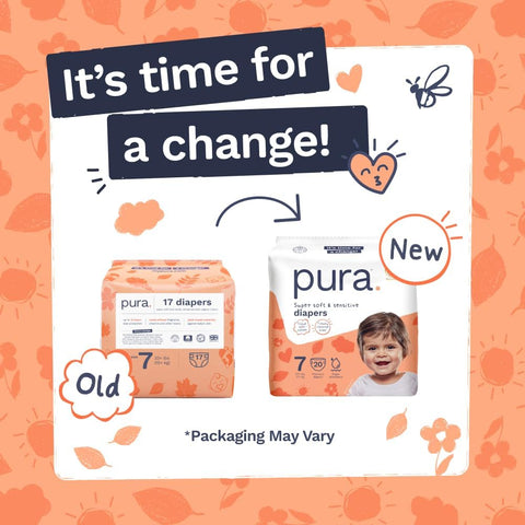 Pura Baby Diapers Size 7 (37+ lbs) 40 Count Sensitive Skin
